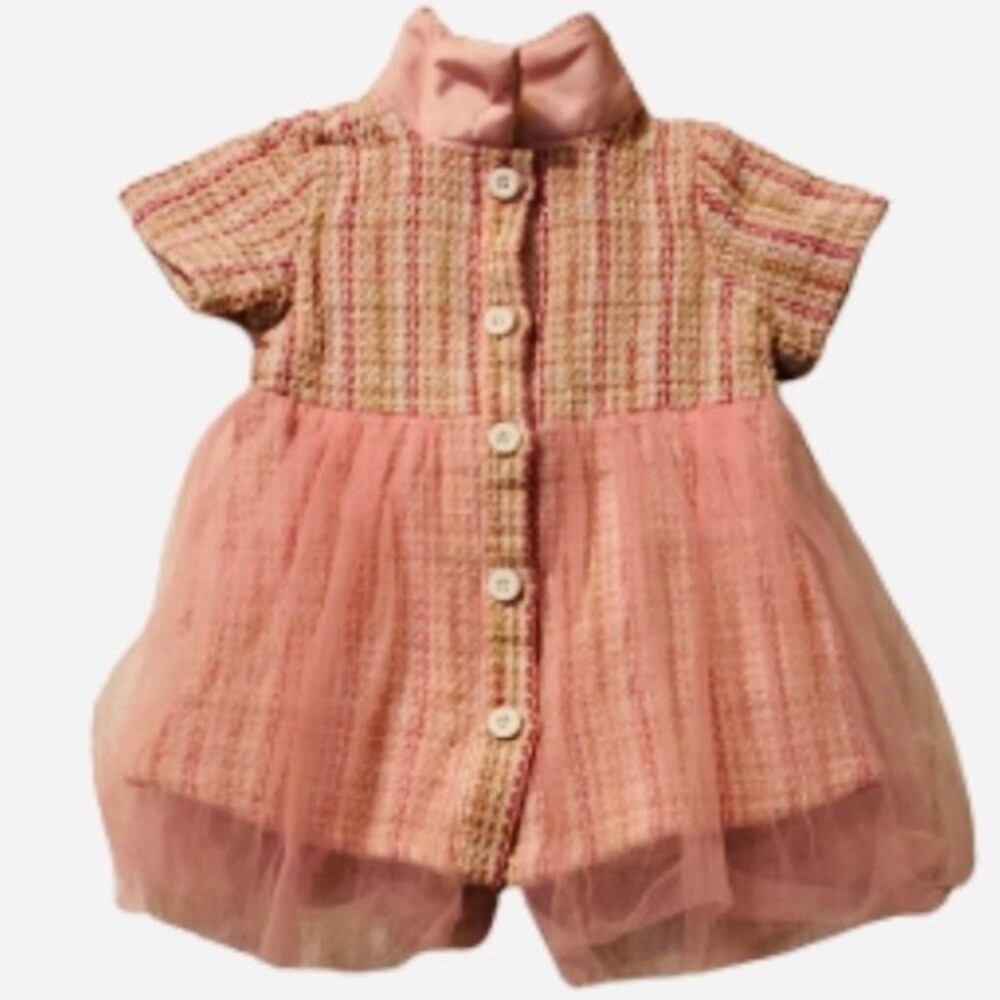 Patpat Baby Girl’s Tulle Tweed Pink Dress